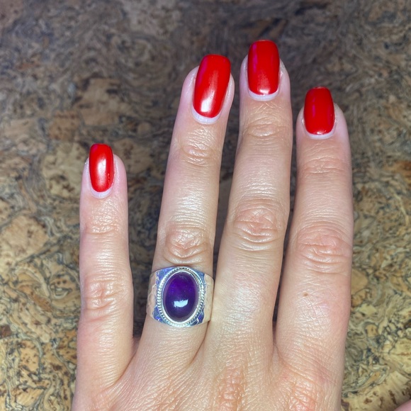 [BRAND NEW] Handmade .925 Sterling Silver Women’s Amethyst Ring Size 8 - Picture 9 of 11